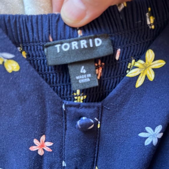 Torrid Navy Floral Dress with Yellow and Pink Accents - Picture 3 of 7